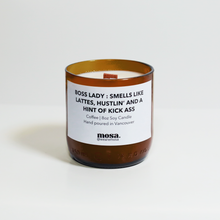 Load image into Gallery viewer, Boss Lady: Smells Like Lattes, Hustlin&#39; And A Hint of Kick Ass |Coffee Scented Soy Candle: 8oz
